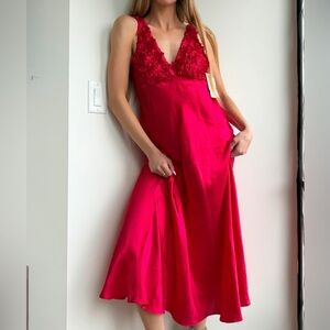Elegant Red Lace Nightgown